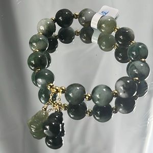 New- Jade bracelet with Buddha & hulu pendant